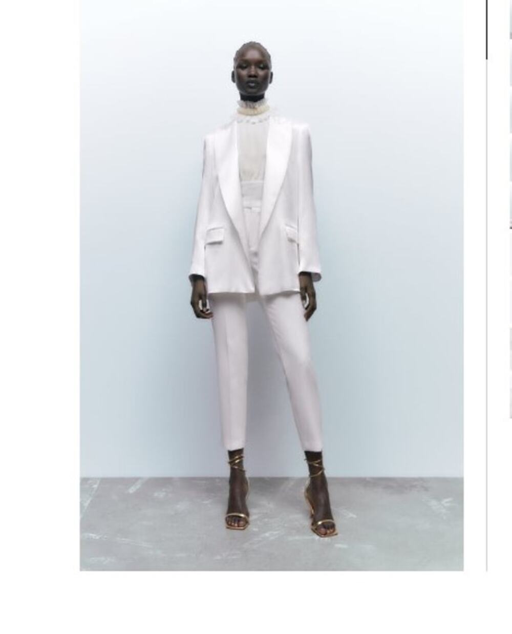 Zara Oversized Satin Effect Blazer Jacket Oyster White Size Medium